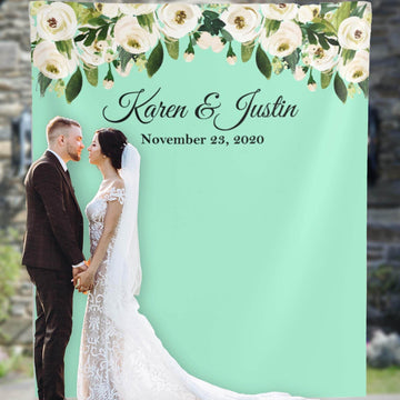 Mint Green Floral Backdrop - iJay Backdrops